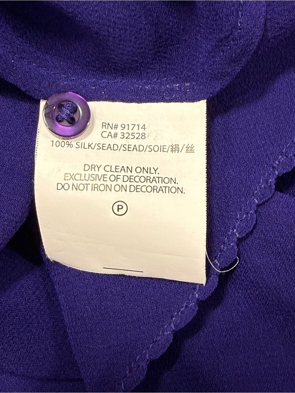 Armani Exchange | Vintage Sheer Purple Long-Sleeve Blouse Chain Neckline back - Picture 12 of 14
